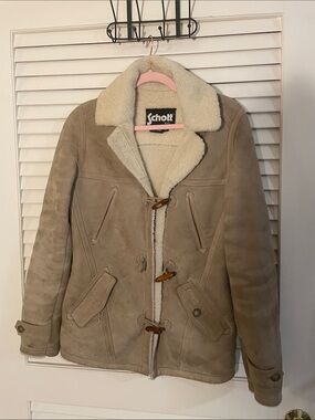 Vintage 70’s Schott Tan Sportswear Suede Toggle Shearling Unisex Jacket